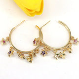 5Pairs Rainbow cz star Tassel Women Dangling earring big round circle jewelry