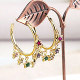 5Pairs Rainbow cz star Tassel Women Dangling earring big round circle jewelry