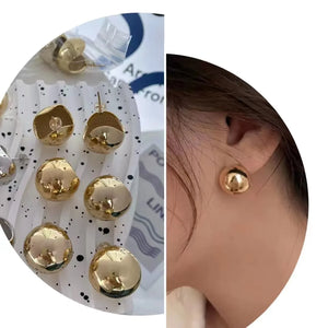 5Pairs Brass Geometric Hoop Earrings Irregular Thick C Shape Women Girls