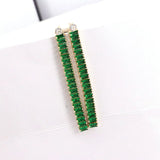 5Pairs Long 18K Plated Clear Rainbow CZ Baguette Drop Tassel Stud Earrings