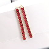 5Pairs Long 18K Plated Clear Rainbow CZ Baguette Drop Tassel Stud Earrings