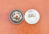 Silver Western Rope Flower Engraved Concho Bolo Tie