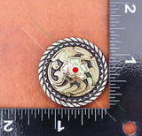 Silver Western Rope Flower Engraved Concho Bolo Tie