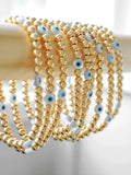 Natural Shell Evil Eye Bracelet for Women Stretch Bracelet Copper Plated Bead