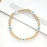 Natural Shell Evil Eye Bracelet for Women Stretch Bracelet Copper Plated Bead