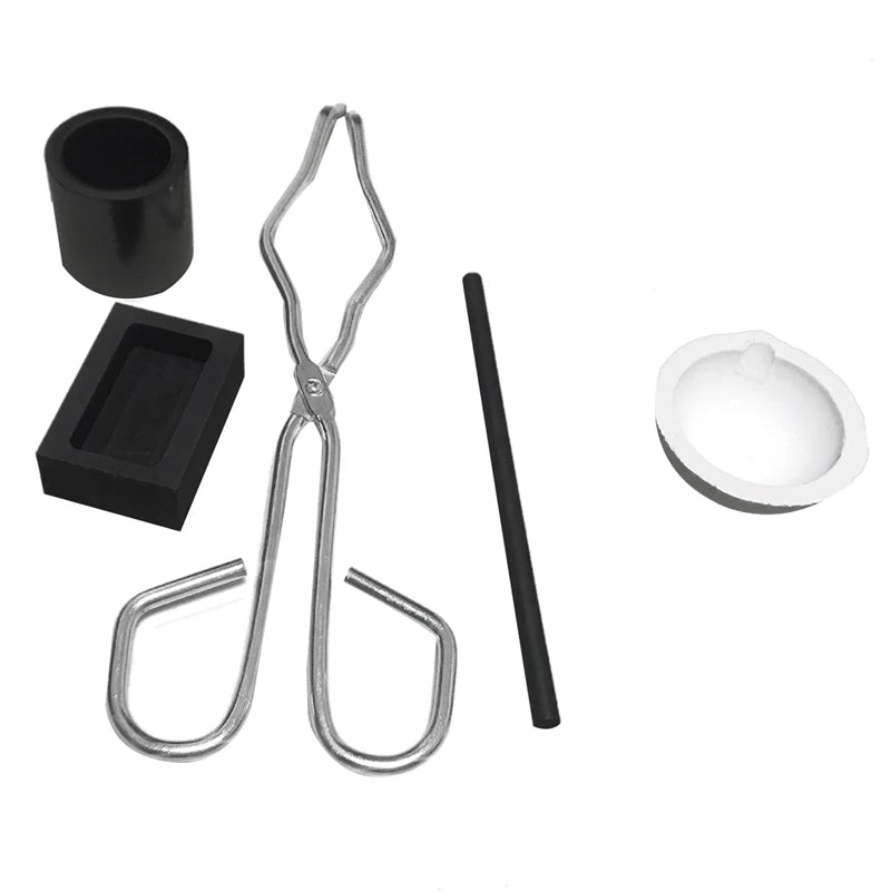 5Pc Torch Melting Kit Silver Crucible Tong Rod Graphite Ingot Mold Casting