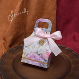 5Pcs Flower Wedding Candy Box with Ribbon DIY Handle Box