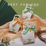 5Pcs Flower Wedding Candy Box with Ribbon DIY Handle Box