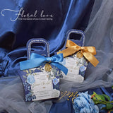 5Pcs Flower Wedding Candy Box with Ribbon DIY Handle Box