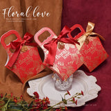 5Pcs Flower Wedding Candy Box with Ribbon DIY Handle Box