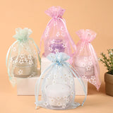 5Pcs 10x14 13x18cm Flower Organza Bag Jewelry Packaging Drawstring Pouch