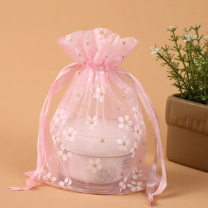 5Pcs 10x14 13x18cm Flower Organza Bag Jewelry Packaging Drawstring Pouch