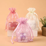 5Pcs 10x14 13x18cm Flower Organza Bag Jewelry Packaging Drawstring Pouch