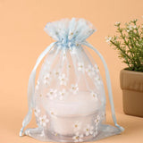 5Pcs 10x14 13x18cm Flower Organza Bag Jewelry Packaging Drawstring Pouch