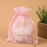 5Pcs 10x14 13x18cm Flower Organza Bag Jewelry Packaging Drawstring Pouch