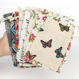 5Pcs Burlap Linen Gift Bags Wedding Drawstring Muslin