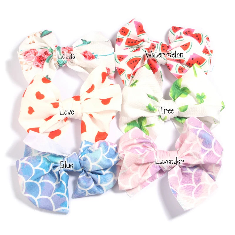 5Pcs 5.1" Hair Bow Boutique Bowknot Hair Accessories Flower Headwear DIY Hair