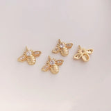 5Pcs 14K Plated Brass Zircon Bee Charms Pendant Jewelry Making