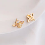 5Pcs 14K Plated Brass Zircon Bee Charms Pendant Jewelry Making