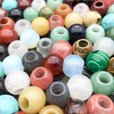 5Pcs 14mm Big Hole Stone Beads Natural Loose Beads Strand Jade Agate Rose Quartz