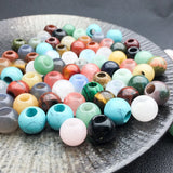 5Pcs 14mm Big Hole Stone Beads Natural Loose Beads Strand Jade Agate Rose Quartz