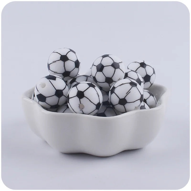 5Pcs 15mm Cartoon Food Teething Round Ball Beads for Baby