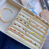 5Pcs 18K Plated Enamel Cuff Bangle Colorful Girl Bangle Jewelry