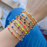 5Pcs 18K Plated Enamel Cuff Bangle Colorful Girl Bangle Jewelry