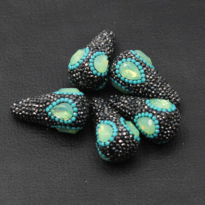 5Pcs Green Crystal CZ Beads Water Drop Necklace Earrings Pendant DIY