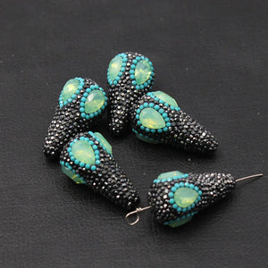 5Pcs Green Crystal CZ Beads Water Drop Necklace Earrings Pendant DIY