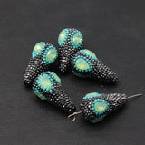 5Pcs Green Crystal CZ Beads Water Drop Necklace Earrings Pendant DIY