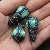 5Pcs Green Crystal CZ Beads Water Drop Necklace Earrings Pendant DIY