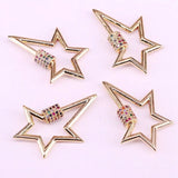 5Pcs Rainbow CZ Star Clasp 20x32mm Carabiner Clasp