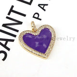 Colorful Enamel Heart Pendant, Pink, Red, CZ Micro Pave Heart Pendant