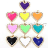 Colorful Enamel Heart Pendant, Pink, Red, CZ Micro Pave Heart Pendant