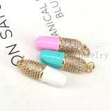 Micro Pave Pill Pendant Charm - Enamel Statement Necklace Pendant