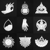 5Pcs Stainless Steel Sun Hand Evil Eye Moon Cat Pendants Charms