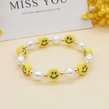 5Pc Summer Beach Yellow Smile Face Beaded Bracelet Girls Party Jewelry