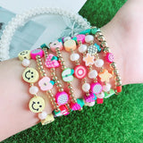 5Pc Summer Beach Yellow Smile Face Beaded Bracelet Girls Party Jewelry