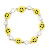 5Pc Summer Beach Yellow Smile Face Beaded Bracelet Girls Party Jewelry