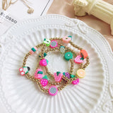 5Pc Summer Beach Yellow Smile Face Beaded Bracelet Girls Party Jewelry