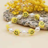 5Pc Summer Beach Yellow Smile Face Beaded Bracelet Girls Party Jewelry