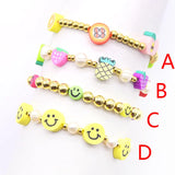 5Pc Summer Beach Yellow Smile Face Beaded Bracelet Girls Party Jewelry
