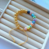 5Pcs Bohemia Evil Eyes Braided Bracelet Rainbow Glaze Lucky Macrame Bracelets