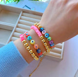 5Pcs Bohemia Evil Eyes Braided Bracelet Rainbow Glaze Lucky Macrame Bracelets