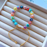5Pcs Bohemia Evil Eyes Braided Bracelet Rainbow Glaze Lucky Macrame Bracelets