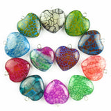 5Pcs 20x6mm Dragon Veins Agate Heart Beads for Jewelry Making