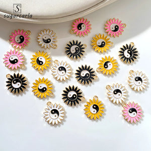 5Pcs Colorful Enamel Gossip Flower Charms DIY Jewelry Making