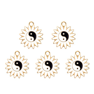 5Pcs Colorful Enamel Gossip Flower Charms DIY Jewelry Making