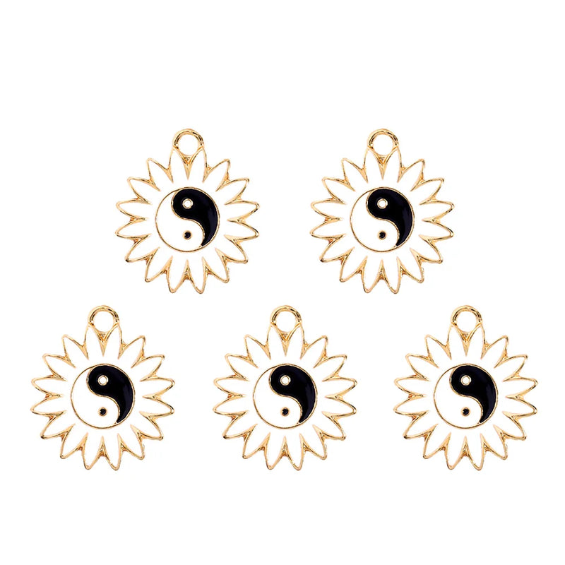 5Pcs Colorful Enamel Gossip Flower Charms DIY Jewelry Making
